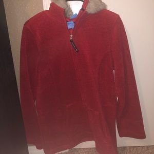 Charles River women’s fox fur trim fleece hoodie